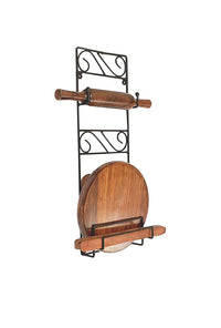 Thumbnail for Wrought Iron Chakla Belan Stand | Rolling Pin Board Holder | Lightweight Durable Wall Mount Kitchen Utensils Rack Dime Store