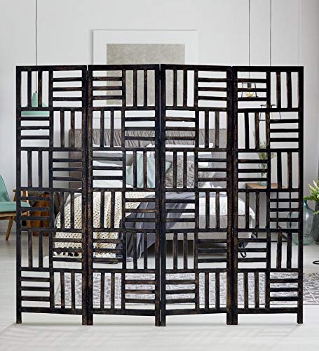 Wooden Solid Freestanding Partition | Curtains for Bedroom | Wall Screen Room Divider Modern Room Separators Screen Panel for Home & Kitchen Dime Store