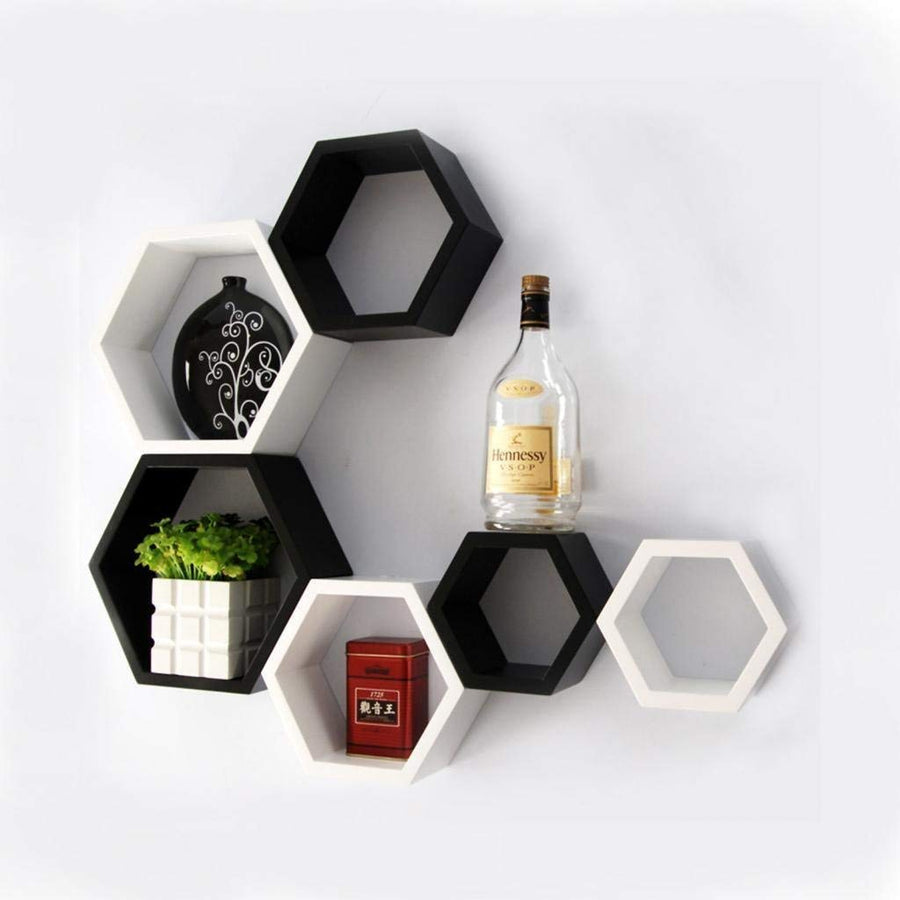 Wall Shelf for Living Room Wall Mount Wall Shelves Storage Shelves Rack Hexagon Shape Dime Store
