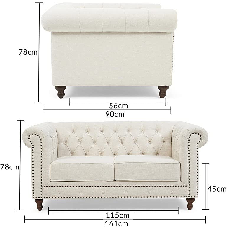 Wooden 2 Seater Chesterfield Sofa for Livingroom, Bedroom & Office | Modern Arm Chesterfield Sofa for Hallway Dime Store