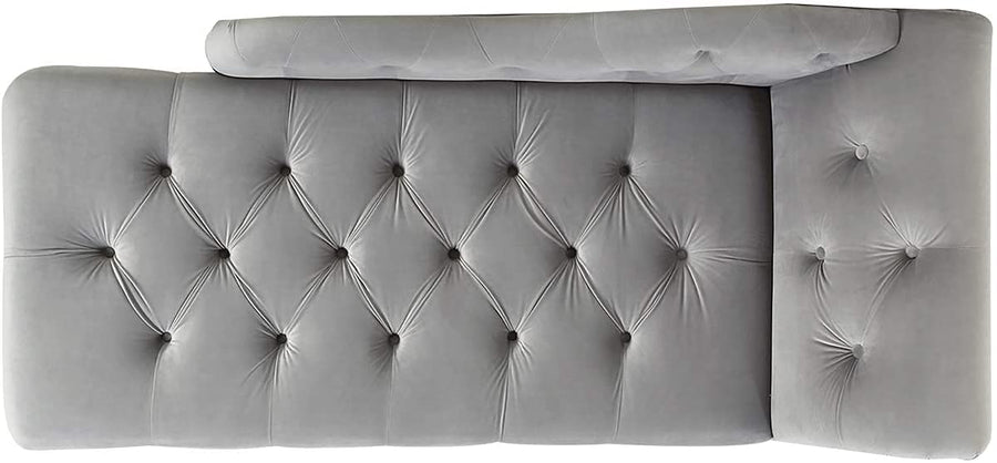 Wooden Lazy Sofa Couch Traditional Hand Tufted Right Arm Facing Chaise Lounge Diwan Chaise Couch Sofa for Living Room Dime Store