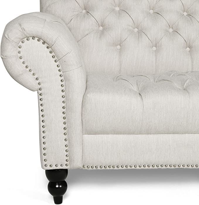 Wooden Button Tufted Fabric Molfino 3 Seater Chesterfield Modern/Style/Luxury Sofa for Living Room & Office Dime Store