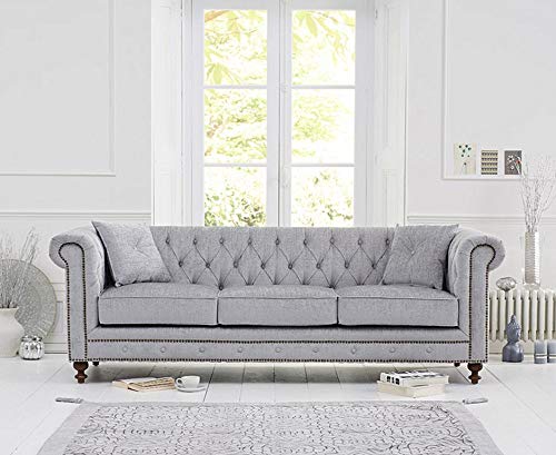 Wooden Furniture Velvet 3 Seater Leatherette Modern Chesterfield Sofa Couch Chaise Lounge Sectional Sofa for Living Room Office Guest Room Dime Store