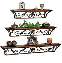 Thumbnail for Wrought Iron Wall Mount Bracket Shelf, Wall Shelf for Living room, Wall Rack for Office Home Decor Set of 3 Dime Store