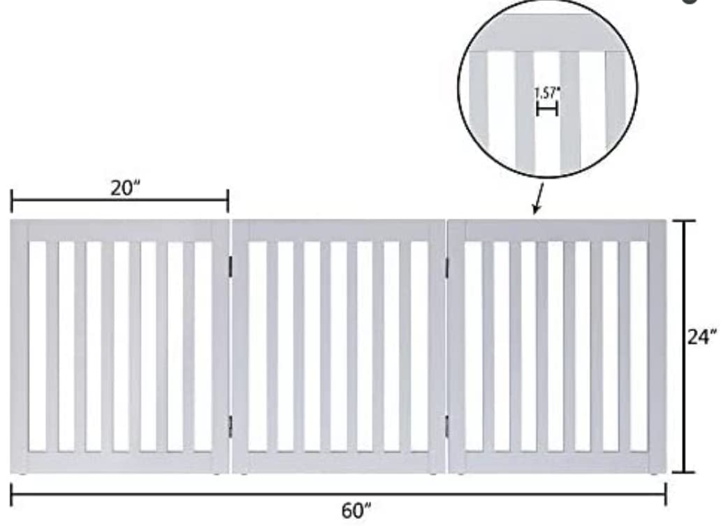 Wooden 3 Panel Fold-able Pet Gate Baby Fence Kids Safety Gate for The House, Doorway, Stairs Dime Store