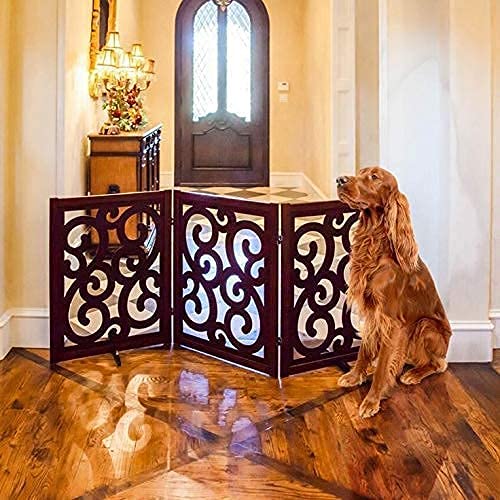 Wooden Pet gate for Safety , Baby Gate for Stairs , Step Over Fence for Stairs , Freestanding Pet Barrier Child Barrier, Gate for Stairs & Door Dime Store