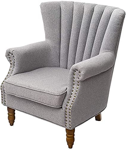 Modern & Luxury Furniture Single Seater Armchair Fabric Accent Upholstered Chair Wing Back with Solid Wooden Legs Living Room Dime Store