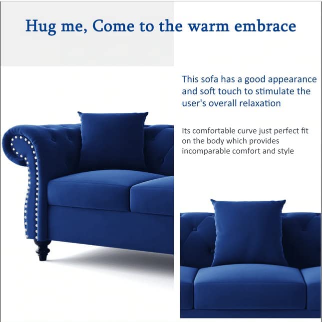 Wooden Three Seater Chesterfield Velvet Sofa for Living Room & Office/ Couch for Hallway Couch Sofa Chaise Relax Lounger Sofa Dime Store