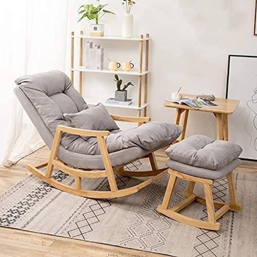 Wooden Rocking Chair with Stool | Easy Rolling Chair , Rest Chair Bedside Chair Leisure Backrest Chair with Footrest Dime Store