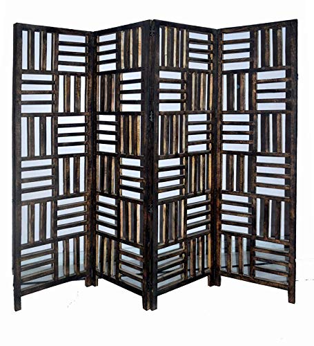 Wooden Solid Freestanding Partition | Curtains for Bedroom | Wall Screen Room Divider Modern Room Separators Screen Panel for Home & Kitchen Dime Store