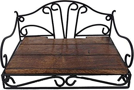Wooden and Wrought Iron Wall Mount Set Top Box Wall Shelf Stand Multipurpose Holder for Cable, WiFi Router, DTH or Modem Dime Store