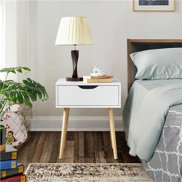 Side Table for Bedroom, Living Room with Storage Drawer and Legs, Bedside Table, End Table, NightStand (Medium) Dime Store
