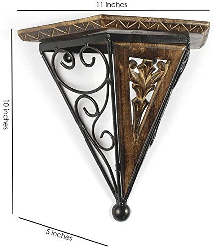 Wrought Iron Wall Mount Shelf Bracket for Bedroom , Wall Decorative rack for Living room & Office Dime Store