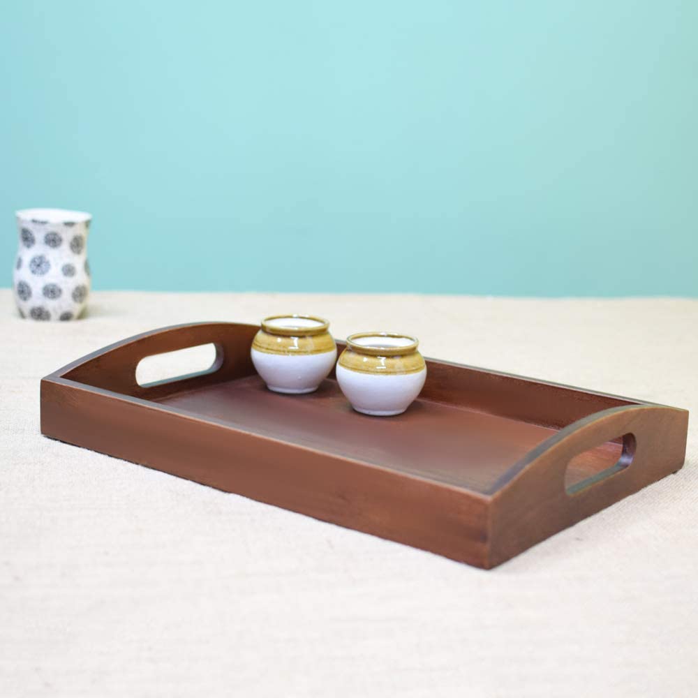 Wooden Handmade Serving Tray & Multipurpose Tray for Decoration | Tray for Storage | Great Gift as Table Decor or Kitchen Decor Dime Store