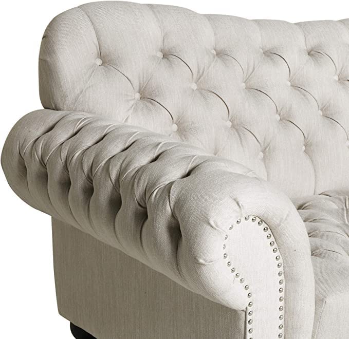 Wooden Button Tufted Fabric Molfino 3 Seater Chesterfield Modern/Style/Luxury Sofa for Living Room & Office Dime Store
