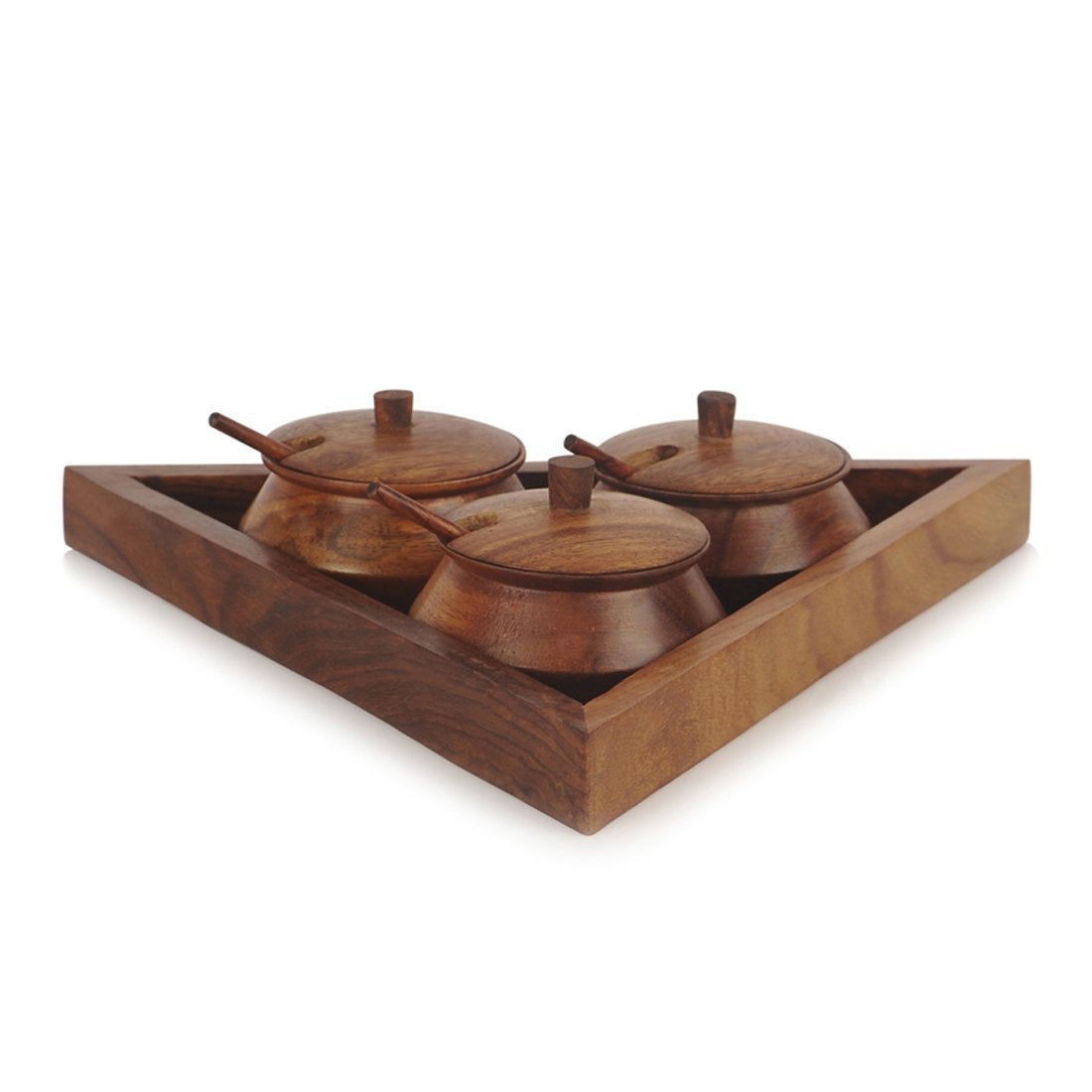 Wooden Handmade Spice Holders Supari Saunf Container Set Dry fruit Box Masala Container Mukhwas Tray Set , Spice Rack Dime Store