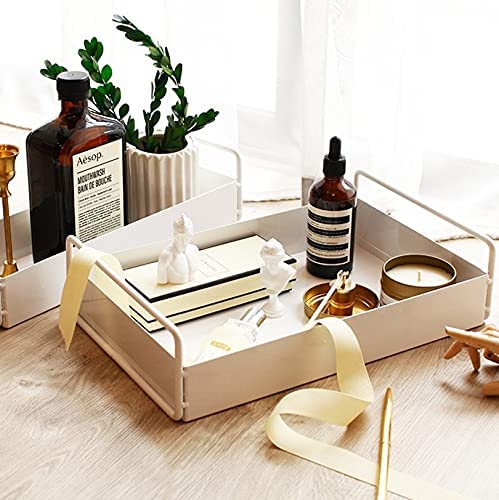 Metal Bathroom Vanity Tray, Bathroom/Kitchen/ Countertop Storage Shelf Organizer, Decorative Tray Cosmetic Jewelry Organizer Tray Dime Store