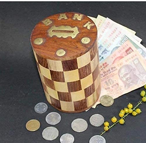 Wooden Chess Shaped Money Bank , Piggy Bank Handmade Gullak Coin Storage Organizer for Kids & Adults Dime Store