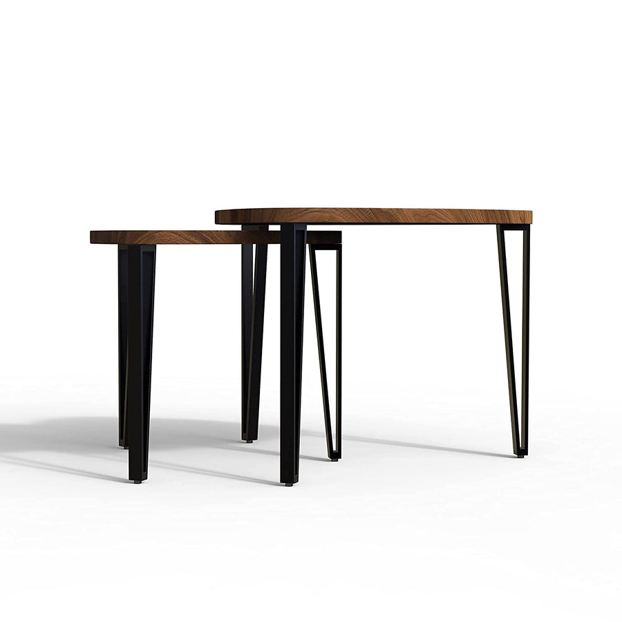 Coffee Table Set of 2 Large and Medium Sized Side Table End Table, Night Stand Table, Nesting Corner Table, Piping Breakfast Wood Table with Legs Dime Store