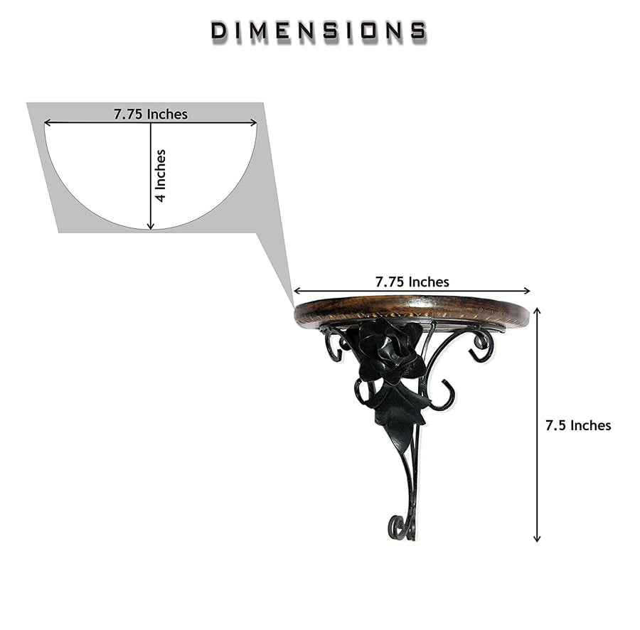 Wrought Iron Rose Design Wall Shelf Bracket for Living room , Wall Mount Fancy Rack for Showpiece & Pots Dime Store