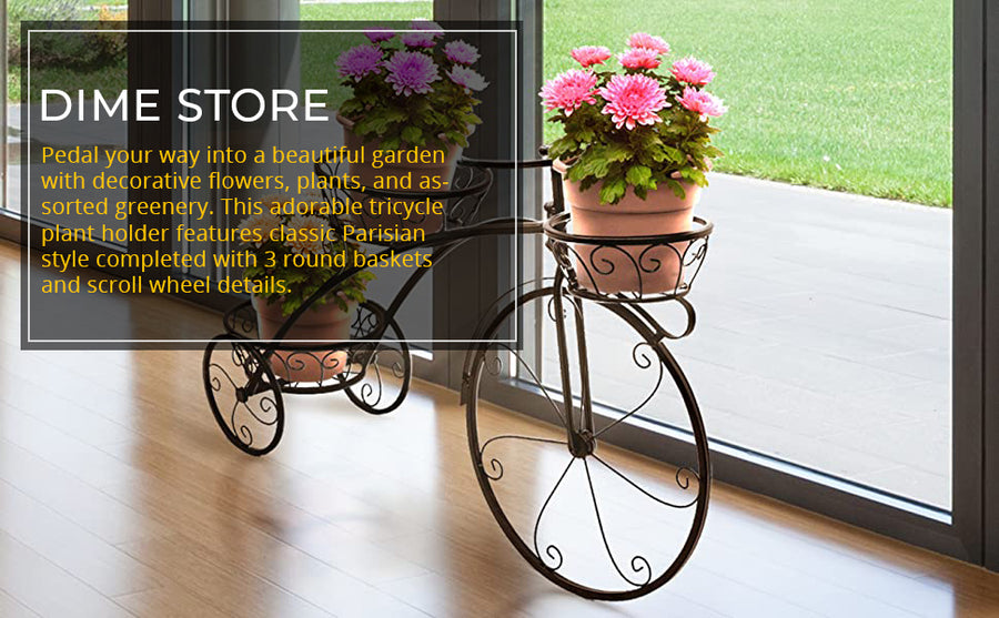 Plant Stand Flower Pot Stand for Balcony Living Room Outdoor Indoor Plants Tricycle Plant Holder Home Decor Item Dime Store