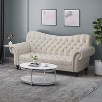 Thumbnail for Wooden Button Tufted Fabric Molfino 3 Seater Chesterfield Modern/Style/Luxury Sofa for Living Room & Office Dime Store