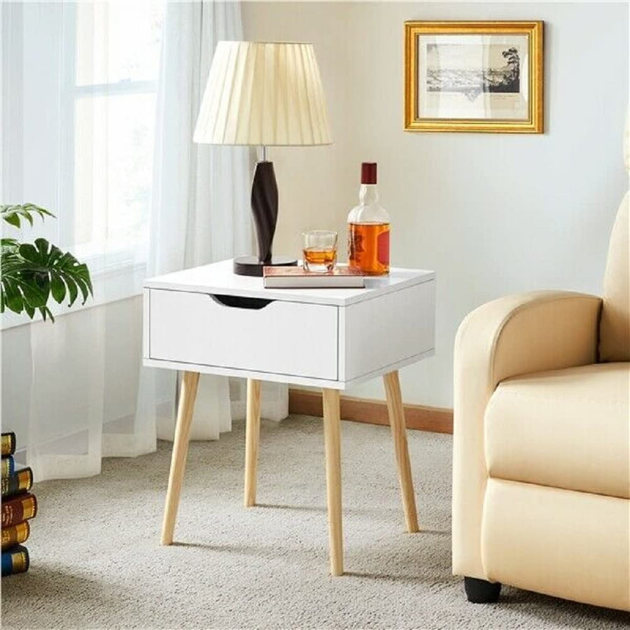 Side Table for Bedroom, Living Room with Storage Drawer and Legs, Bedside Table, End Table, NightStand (Medium) Dime Store