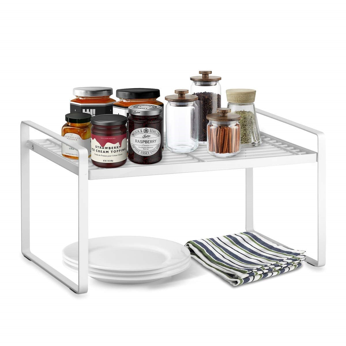 Stackable Kitchen Cabinet and Counter Shelf Organizer | Multipurpose Pantry Bedroom Bathroom Storage Racks Dime Store