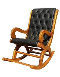 Thumbnail for Wooden Handmade Rocking chair with Cushion | Rolling Chairs , Easy chair for Bedroom | Chair for Livingroom & Grandparents | Foot Rest Pure Wood Chair Dime Store
