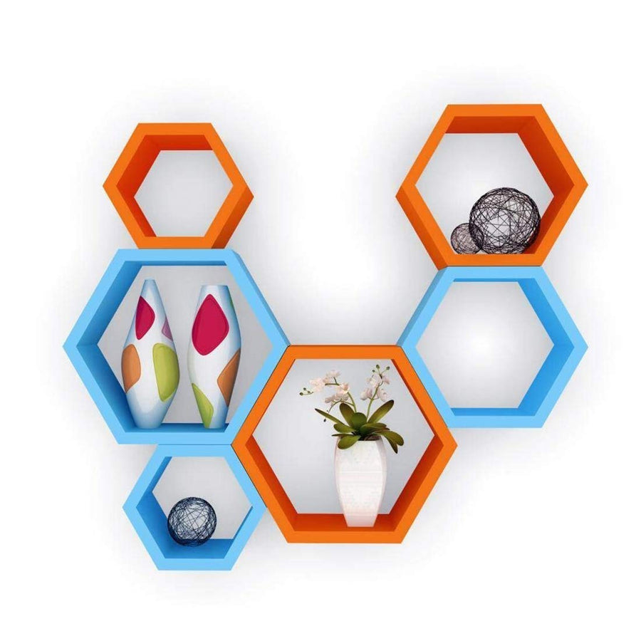 Wall Shelf for Living Room Wall Mount Wall Shelves Storage Shelves Rack Hexagon Shape Dime Store