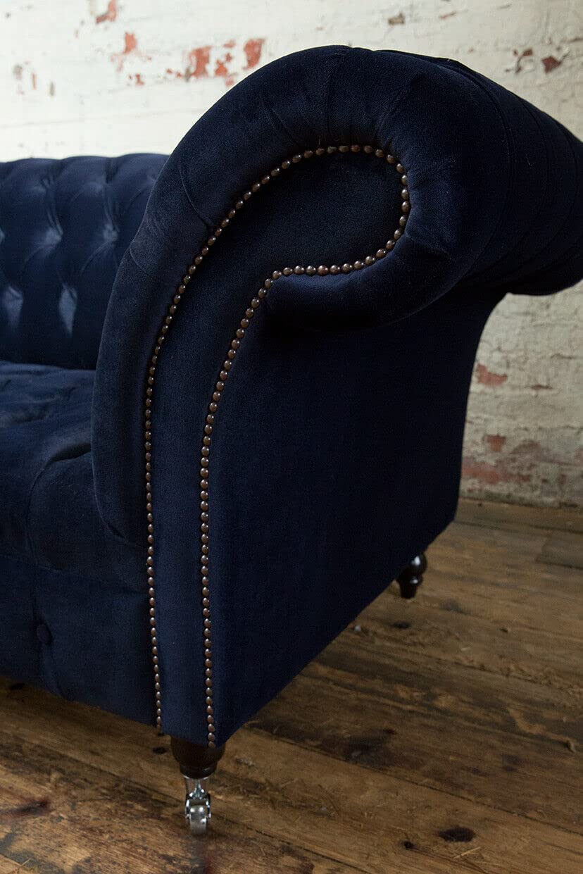Fabric Velvet 3 Seater Modern Handmade Classic 3 Seater Chesterfield Style Sofa/Couch Sofa Chaise Relax Lounger Sofa/Luxury for Living Room & Office Dime Store