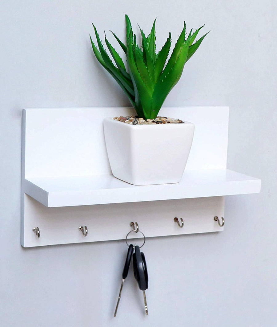 Wall Key Holder Wall Mounted Key Hooks with Decor Shelf for Wall Home Office Dime Store