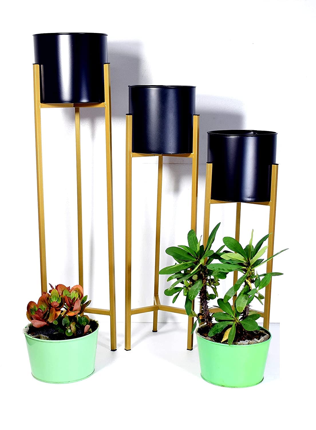 Metal Plant Stand With Planter Pot, Flower Pot Stand For Balcony Indoor Outdoor Garden Home Decor Item Dime Store