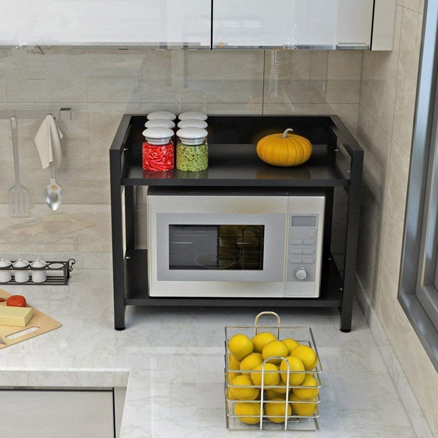 Wooden Foldable Microwave Oven Stand For Kitchen Multi-Function Storage Microwave Shelf Rack Cabinet Kitchen Organizer Kitchen Shelf Dime Store