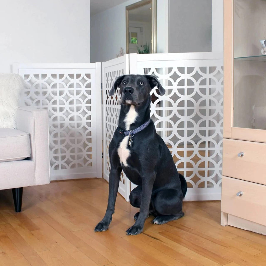 Wooden Pet gate for Safety | Baby Gate for Stairs | Step Over Fence for Stairs | Freestanding Pet Barrier Child Barrier Dime Store