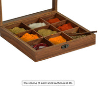 Thumbnail for Wooden Masala Box Spice Holder for Kitchen , Multipurpose Decorative Boxes Masala Dabba Organizer Dime Store
