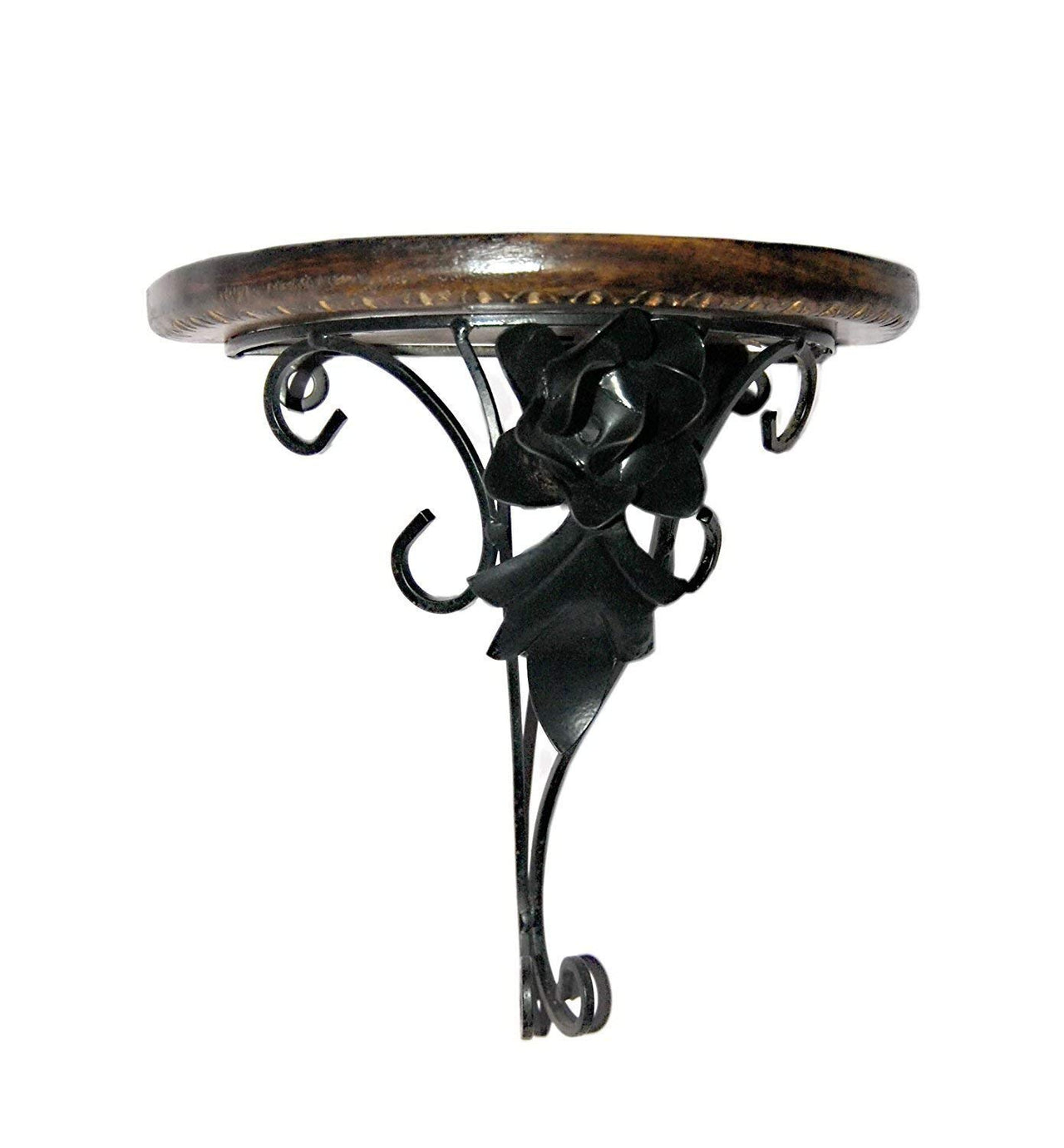Wrought Iron Rose Design Wall Shelf Bracket for Living room , Wall Mount Fancy Rack for Showpiece & Pots Dime Store