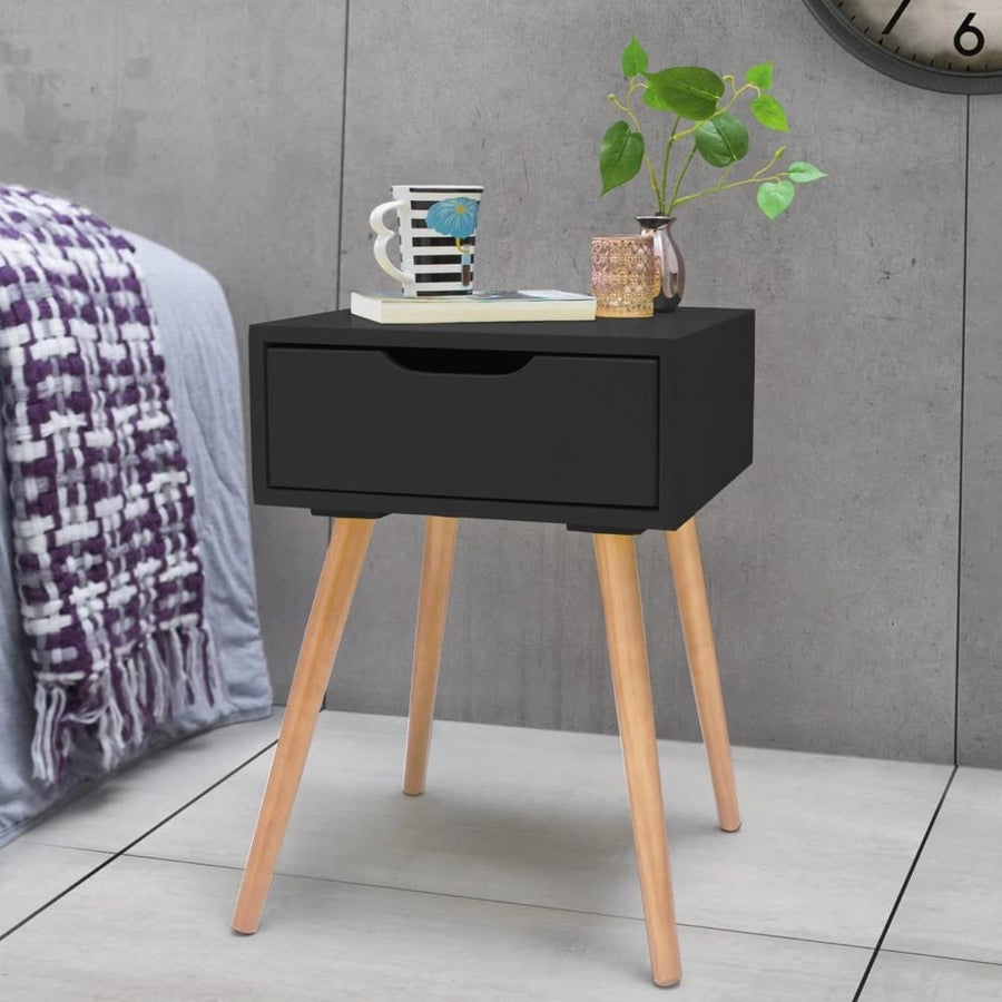 Side Table for Bedroom, Living Room with Storage Drawer and Legs, Bedside Table, End Table, NightStand (Medium) Dime Store