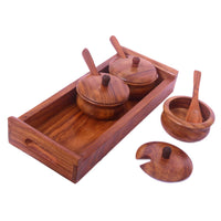 Thumbnail for Wooden Handmade Spice Holders Supari Saunf Container Set Dry fruit Box Masala Container Mukhwas Tray Set , Spice Rack Dime Store