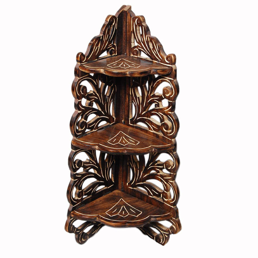Wooden Handmade Corner for Livingroom 3 - Tier Wall mount Shelf for Home & Livingroom Decoration Dime Store