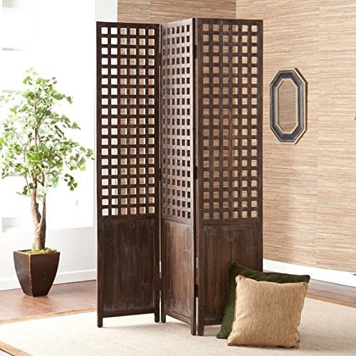 Wooden Partition for Living Rooms Partition Wall Divider, Wood Screen Separator 4 Wall Panels (Brown) Dime Store