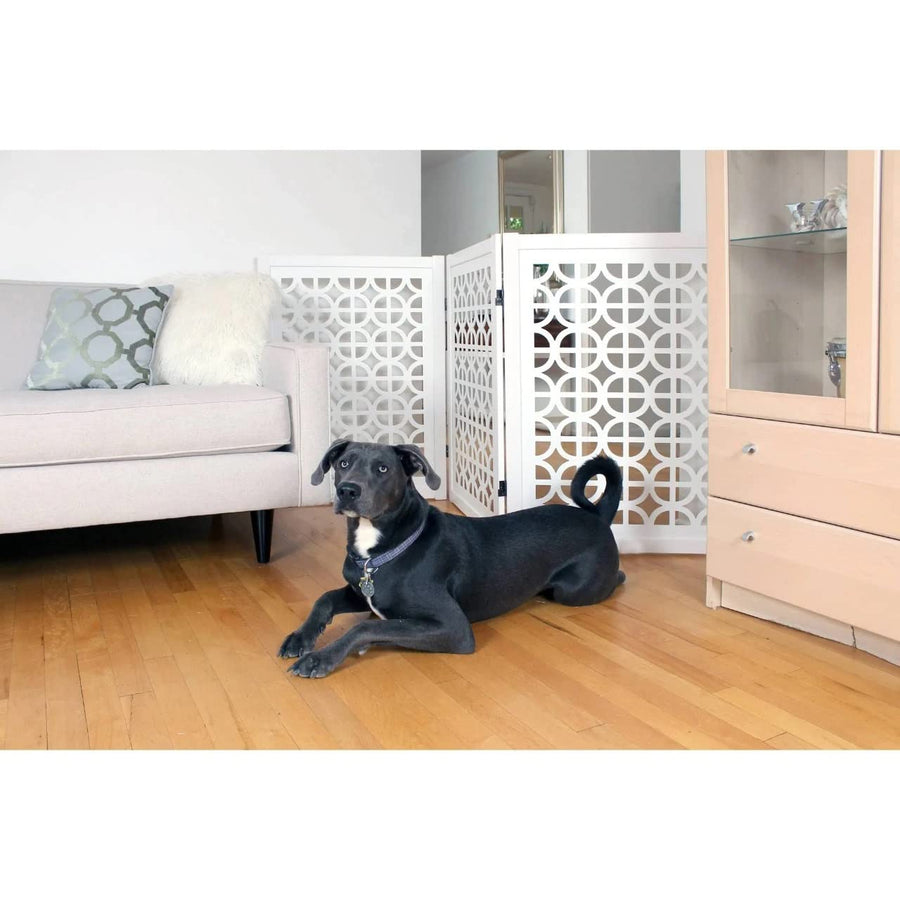 Wooden Pet gate for Safety | Baby Gate for Stairs | Step Over Fence for Stairs | Freestanding Pet Barrier Child Barrier Dime Store