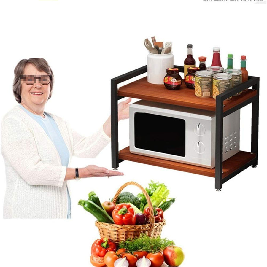 Wooden Foldable Microwave Oven Stand For Kitchen Multi-Function Storage Microwave Shelf Rack Cabinet Kitchen Organizer Kitchen Shelf Dime Store