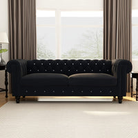 Thumbnail for Wooden Velvet 3 Seater Chesterfield Sofa for Livingroom , Bedroom & Hallway | Traditional Large Chesterfield Sofa Dime Store