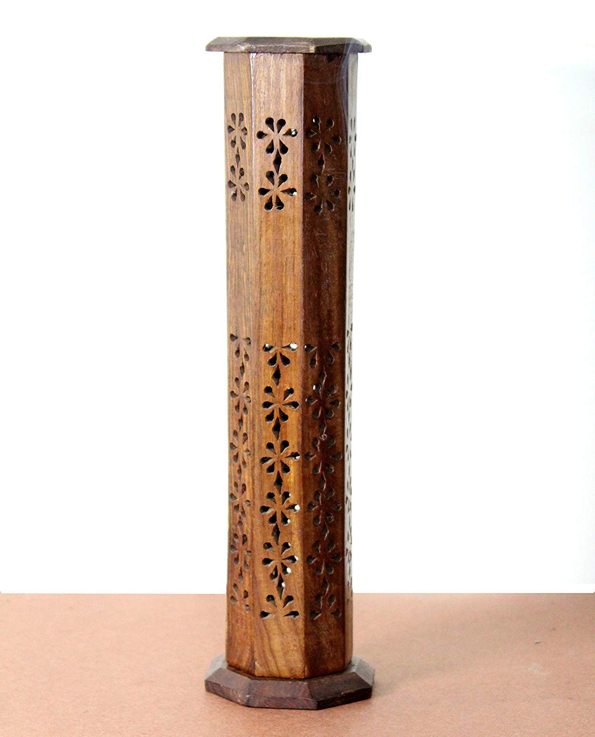 Wooden Handmade Tower Incense Holder for Temple & Home , Incense Stick Box Holder Dhoop Stand Ash Catcher Decorative Handicraft Gift Dime Store
