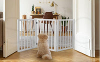 Thumbnail for Wooden 3 Panel Fold-able Pet Gate Baby Fence Kids Safety Gate for The House, Doorway, Stairs Dime Store