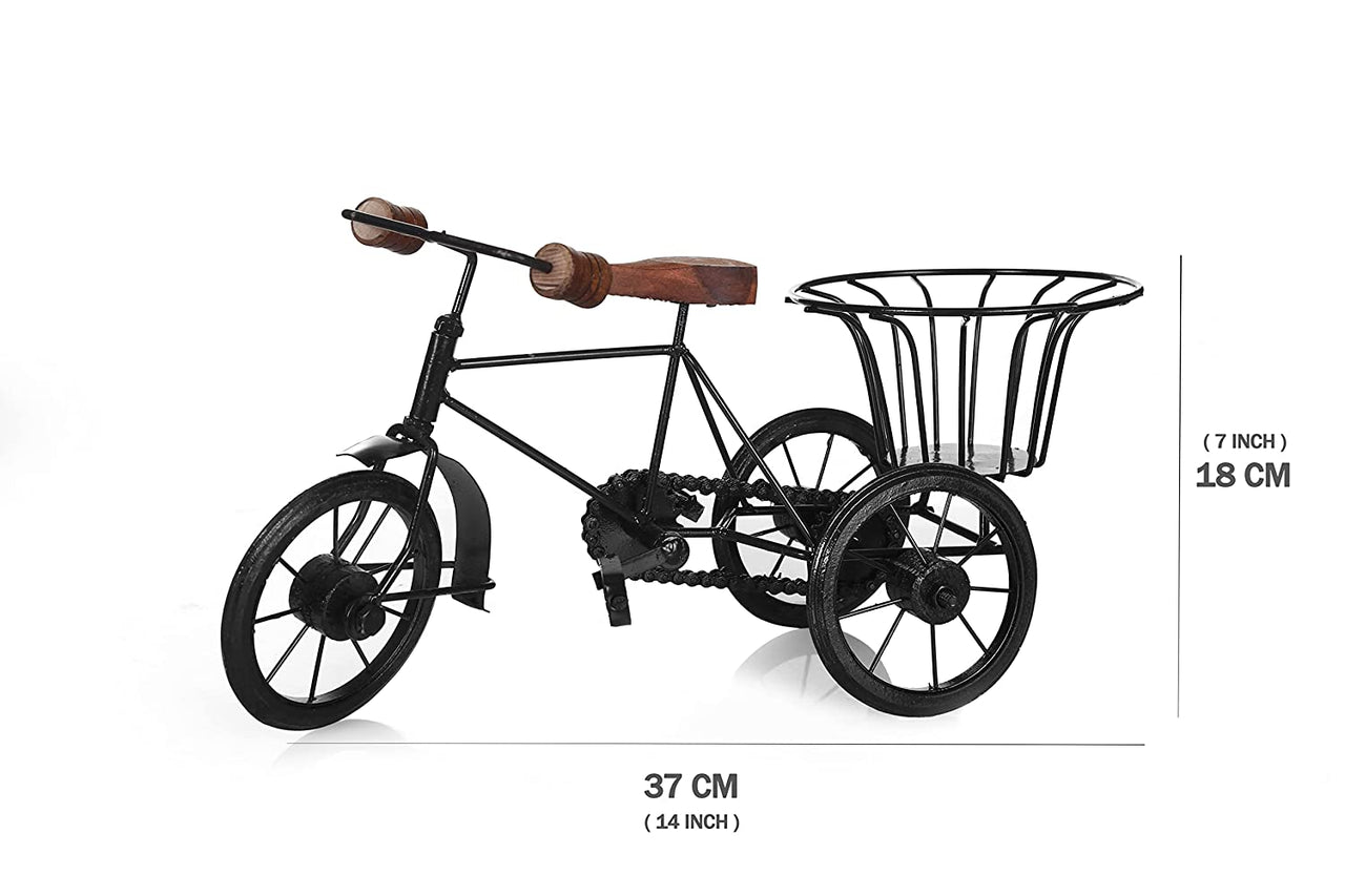 Antique Wood and Wrought Iron Mini Rickshaw , Toy Gifts Showcase Display Home Desktop Décor for living room Dime Store