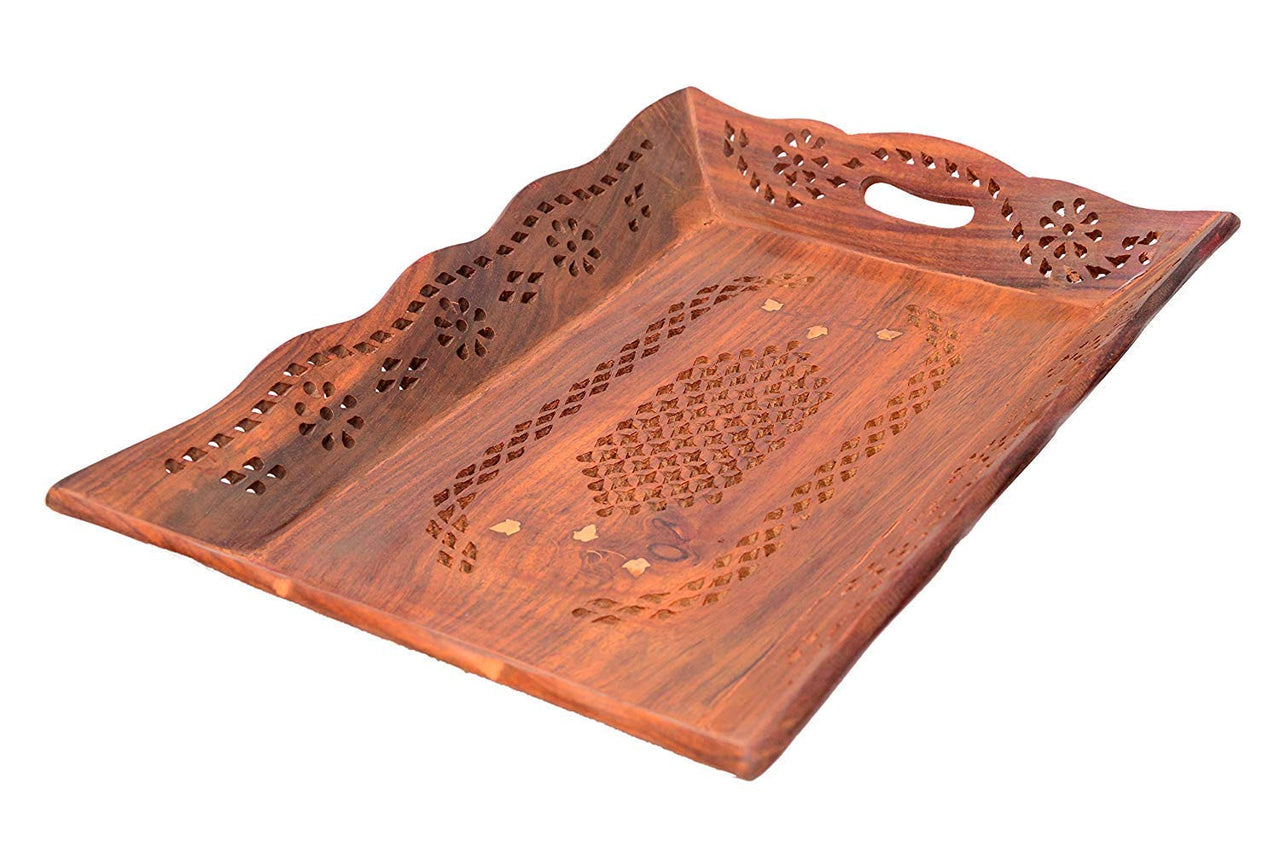 Wooden Serving Tray | Multipurpose Tray | Tray Decoration | Tray for Storage | Wooden Tray for Kitchen or Tea Table Dime Store