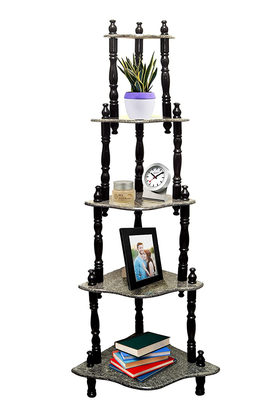 5 Multi Tier Corner Wall Rack Shelf MDF Wall Corner Stand for Living Room Dime Store