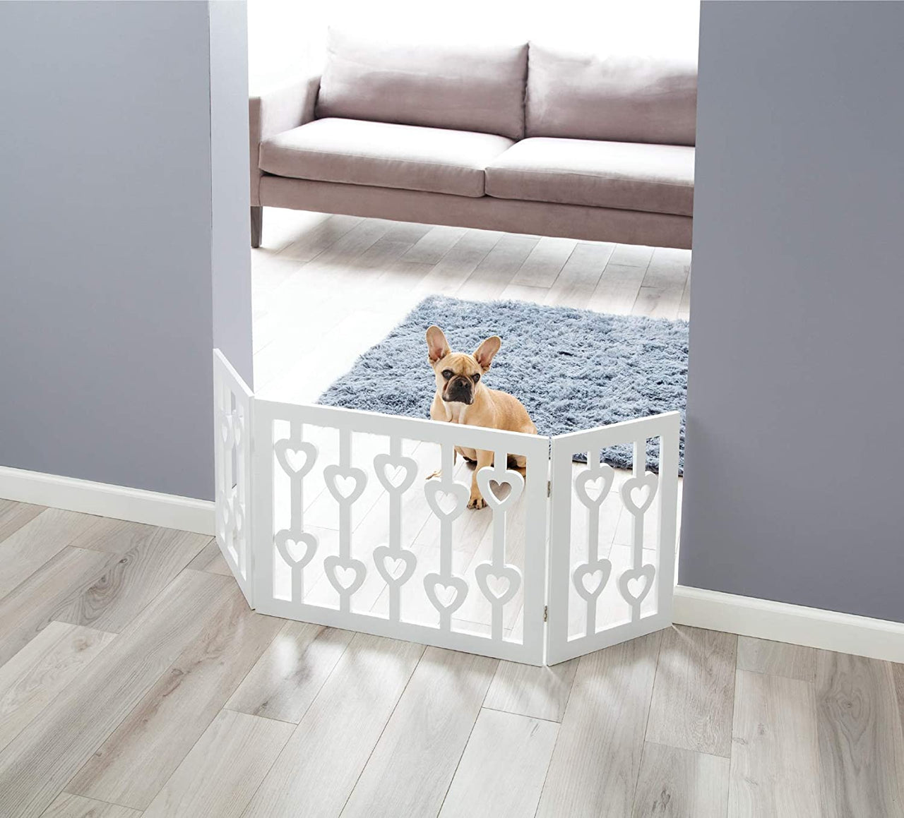 Wooden Fold-able Extra wide Pet Gate Baby Fence Extension Kids Safety Gate for The House, Doorway, Stairs | Indoor Dog Gate Dime Store